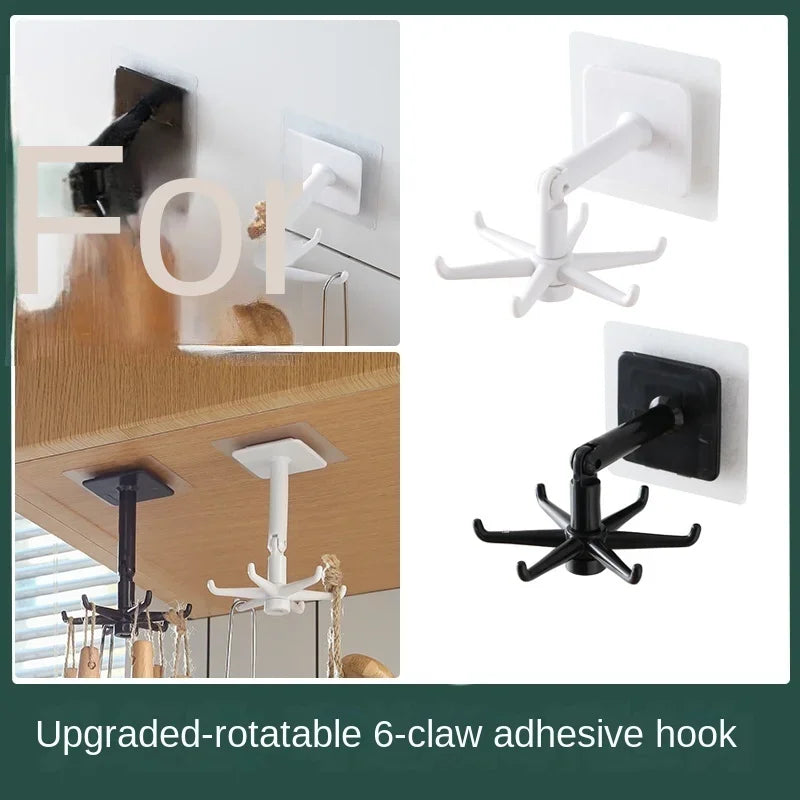 Home Accessories Clothes Kitchen Hook Hanger 1/2pcs Home and Decoration Rack Shelf Six-claw Storage Acceesories Punching Without