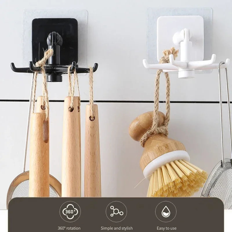 Home Accessories Clothes Kitchen Hook Hanger 1/2pcs Home and Decoration Rack Shelf Six-claw Storage Acceesories Punching Without